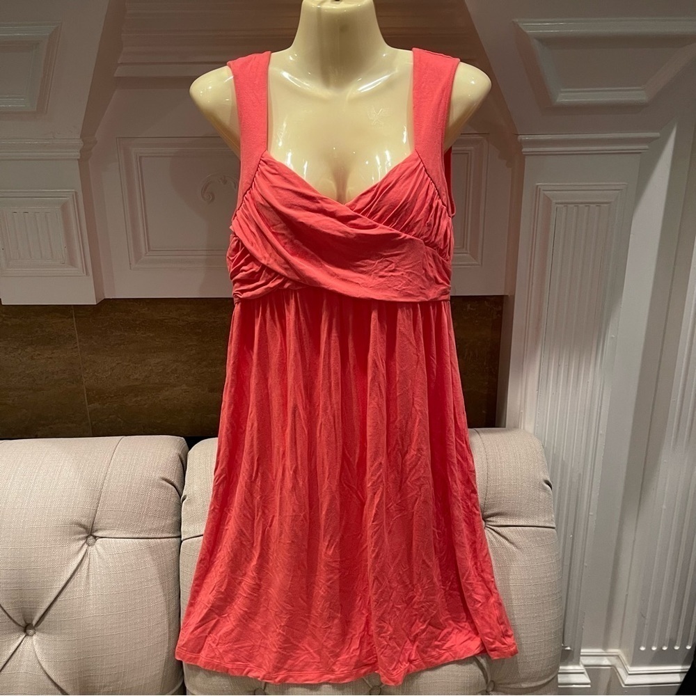 Boston Proper Dress Women's M Mini Fit & Flare Coral Pink Sleeveless Stretch